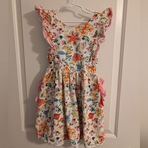 Pippa & Julie Multicolor Floral Dress with Pink Ruffles